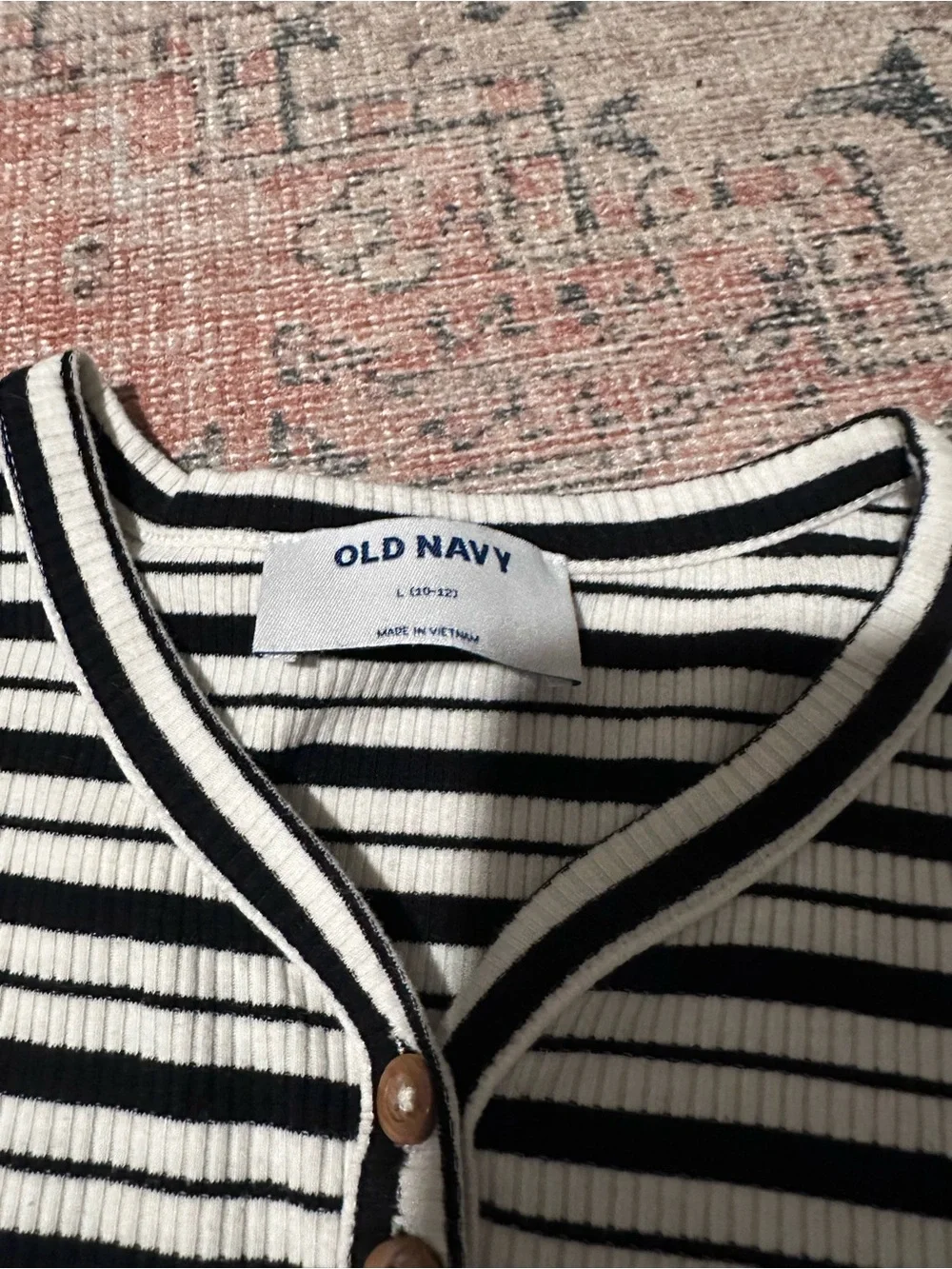Old Navy Black and White Striped Long Sleeve Dress